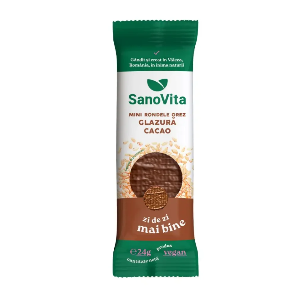 Mini-Rondele de orez cu glazura de cacao 24g Sanovita
