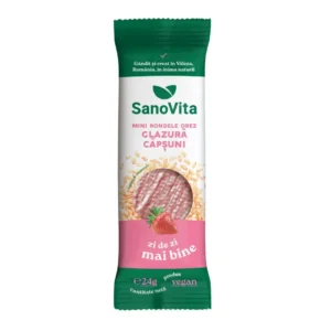 Mini-Rondele de orez cu glazura de capsuni 24g Sanovita