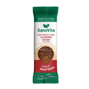 Mini-Rondele din orez cu glazura de cacao fara zahar (xylitol) 24g Sanovita