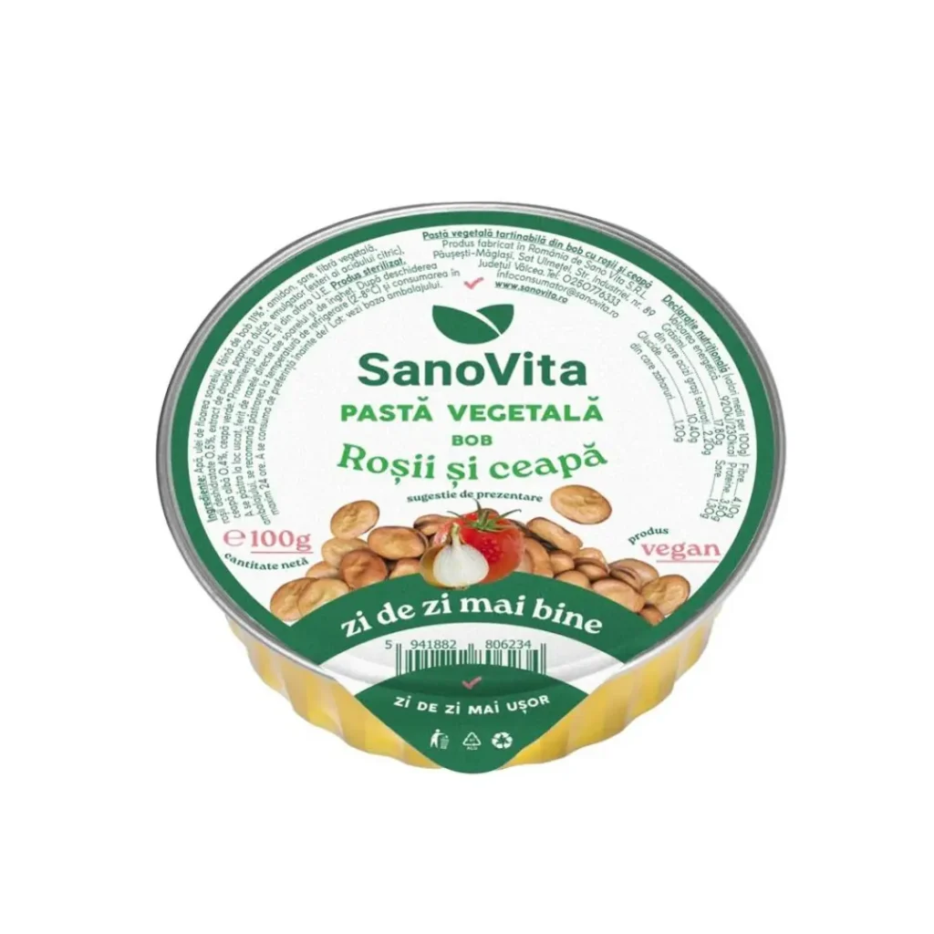Pasta vegetala din Bob cu rosii si ceapa 100g Sanovita