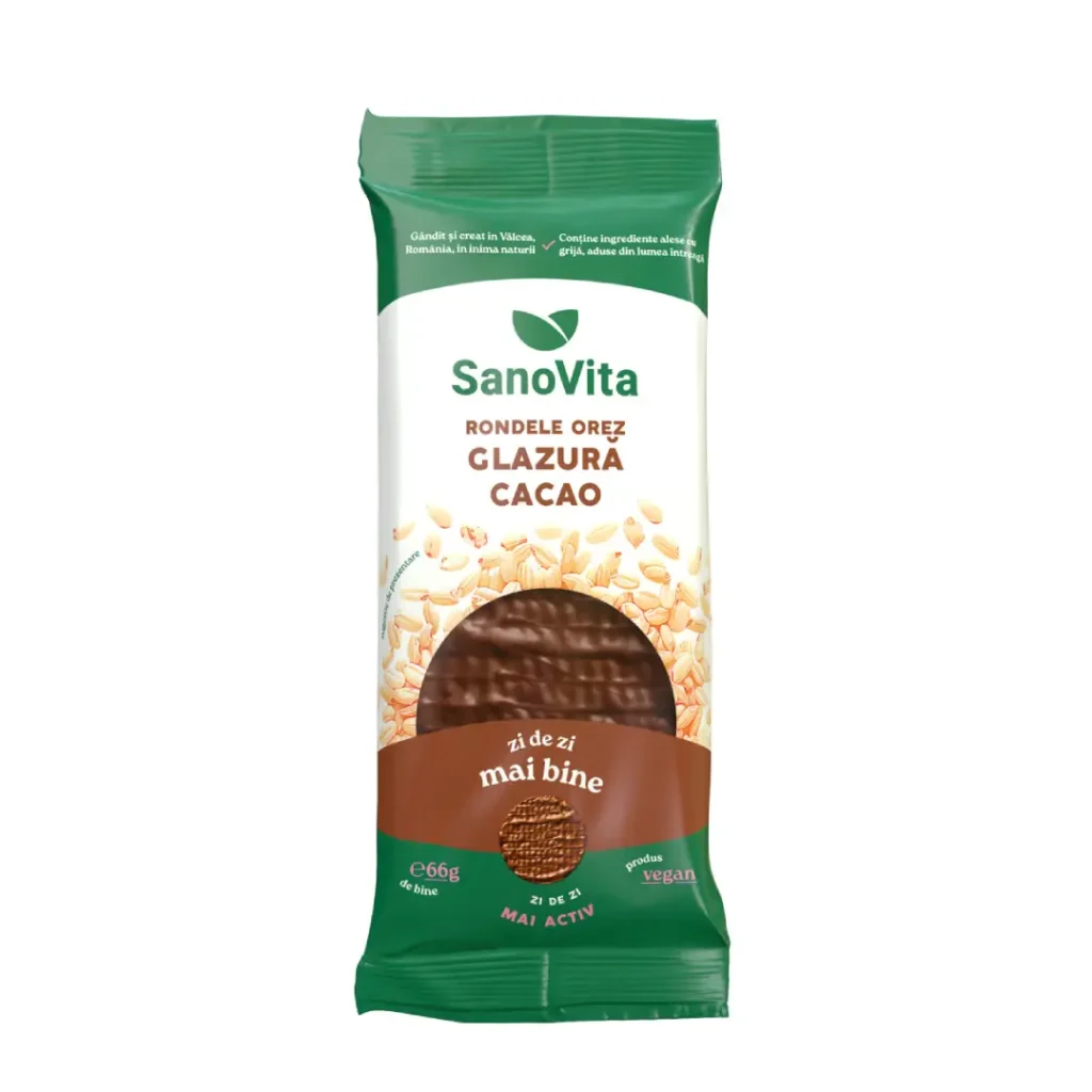 Rondele de orez cu glazura de cacao 66g Sanovita