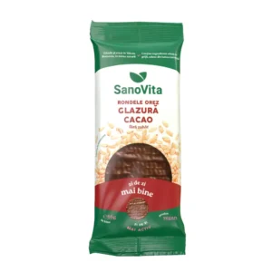 Rondele din orez cu glazura de cacao fara zahar 66g Sanovita