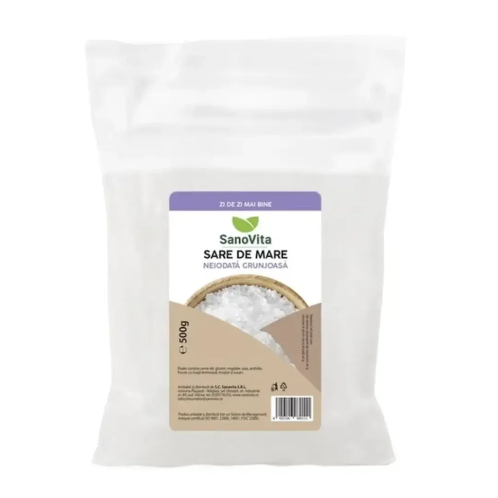 Sare de mare grunjoasa neiodata 500g Sanovita