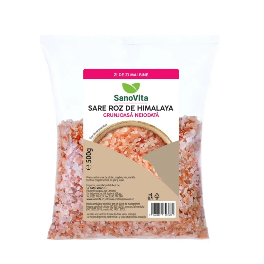 Sare roz de Himalaya grunjoasa 500g Sanovita