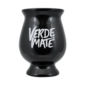 Matero negru din ceramică Copa, cu logo 330 ml Verde Mate