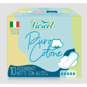 Absorbante de noapte extra lungi, bumbac hipoalergenic, 5 picaturi BIO 10 buc Vivicot