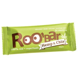 Baton proteic cu canepa si chia RAW BIO 30g ROOBAR