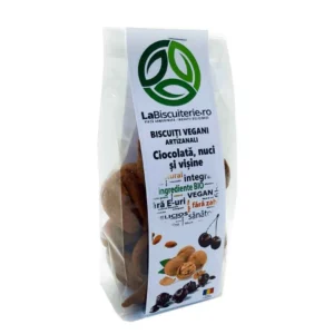 Biscuiti vegani fara zahar cu ciocolata, nuci si visine 120g LaBiscuiterie