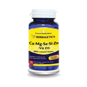 Ca+Mg+Se+Si+Zn cu Vit D3 Complex Forte 30 cp Herbagetica