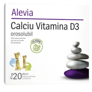 Calciu cu Vitamina D3 Orosolubil si Stevie 20 pl Alevia