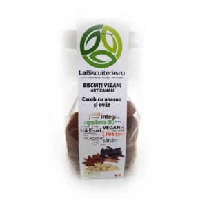 Biscuiti vegani fara zahar cu carob/roscove anason si ovaz 120g LaBiscuiterie