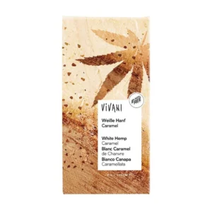 Ciocolata alba cu canepa si caramel BIO 80g Vivani
