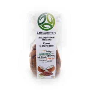 Biscuiti vegani fara zahar cu cocos si merisoare 120g LaBiscuiterie