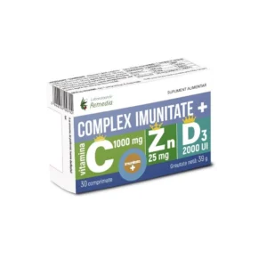 Complex imunitate plus Vitamina C + Zinc + D3 30cp Remedia