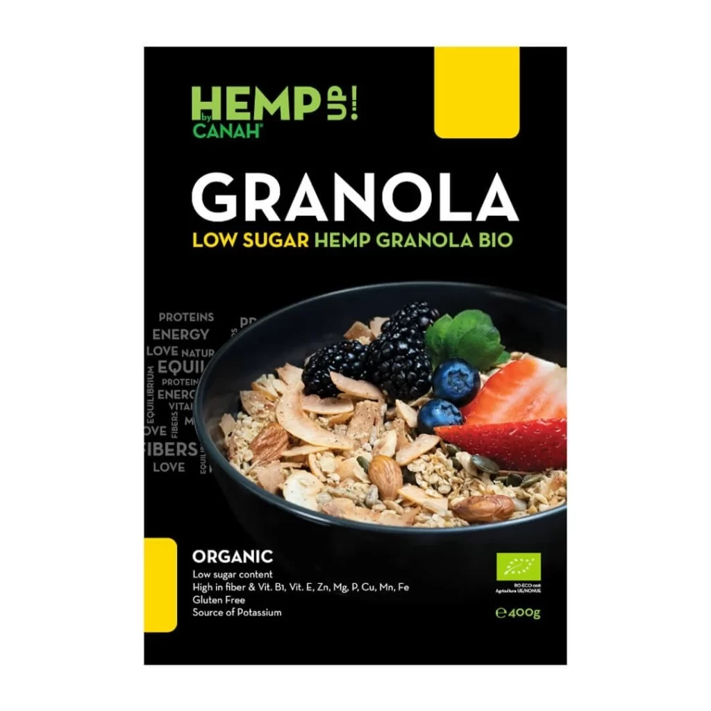 Granola low sugar cu canepa Eco 400 g Canah