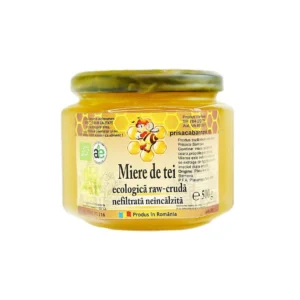 Miere cruda nefiltrata de tei Bio 500g Prisaca Barnova