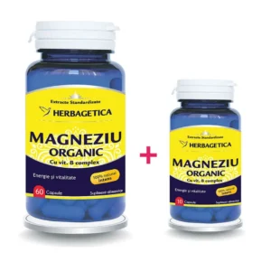 Pachet Magneziu Organic cu vitamina B complex 60 cp + 10 cp CADOU Herbagetica
