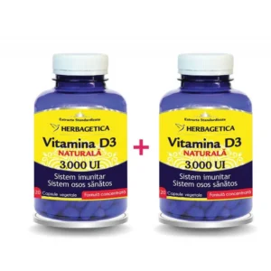 Pachet Vitamina D3 3000UI 120cp + 120cp Herbagetica