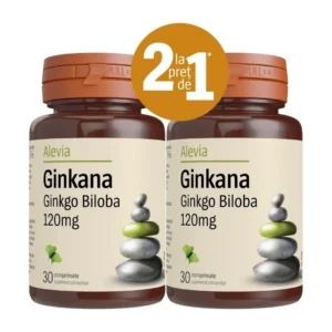 Pachet Ginkana Ginkgo Biloba 120mg 30cp + 30 cp Alevia