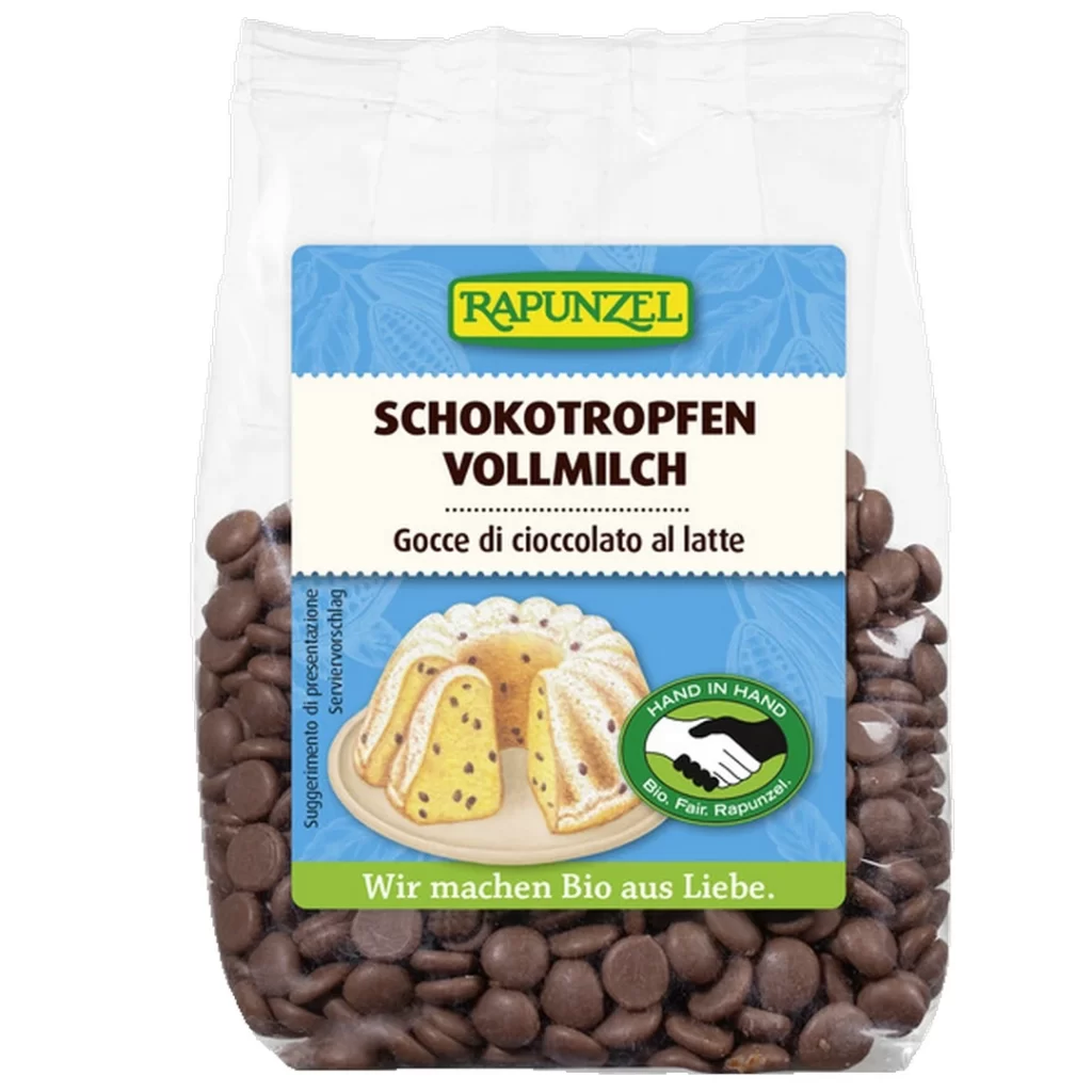 Picaturi ciocolata BIO din Lapte Integral 100g Rapunzel