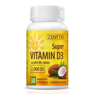 Super VITAMIN D3 cu ulei de cocos 2000 UI 30cp Zenyth