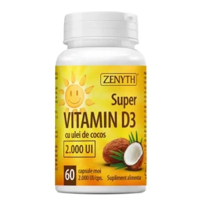 Super VITAMIN D3 cu ulei de cocos 2000 UI 60cp Zenyth