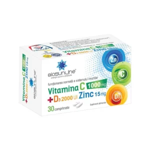 Vitamina C 1000 mg cu D3 2000 UI si Zinc 15 mg 30 cp BioSunLine