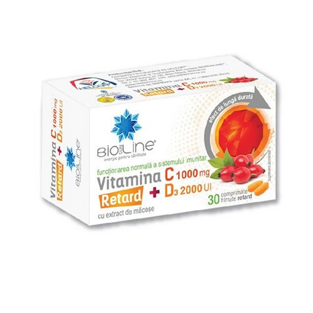 Vitamina C 1000mg Retard + D3 2000ui 30cp Biosunline