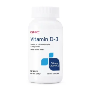 Vitamina D-3 naturala 50 mcg (2000 UI) 100% din Lanolina 180 tb GNC