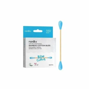 Betisoare din bumbac si bambus 100buc albastre Nordics
