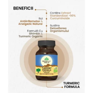 Turmeric formula NEW antiinflamator natural BIO 60 cp Organic India