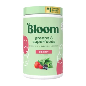 Bloom Greens & Superfoods – Berry, Amestec de Super-Alimente Verzi cu Aroma de Fructe de Padure 136g GNC