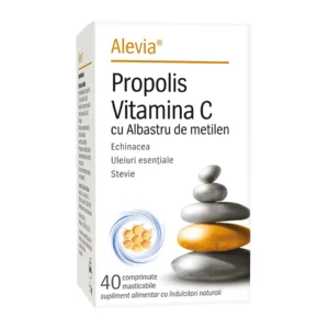 Propolis Vitamina C cu Albastru de metilen 40 cp masticabile Alevia