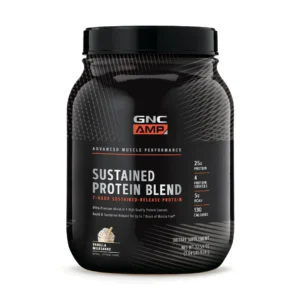 AMP Sustained Protein Blend, Amestec Proteic cu Aroma de Milkshake de Vanilie 924 g GNC