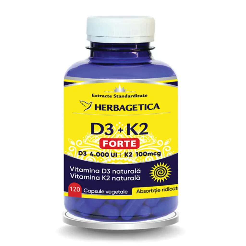 Vitamina D3+K2 Forte 120 cp Herbagetica