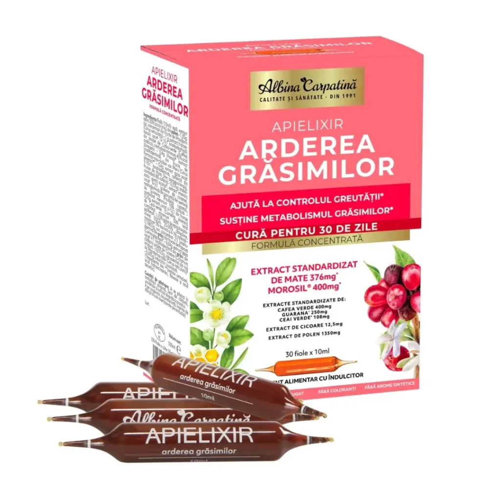 Apielixir Arderea grasimilor 30 de fiole Albina Carpatina