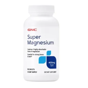 Super Magneziu 400 mg Formula Avansata cu 3 Forme Superioare de Magneziu pentru Absorbtie Rapida 90tb GNC