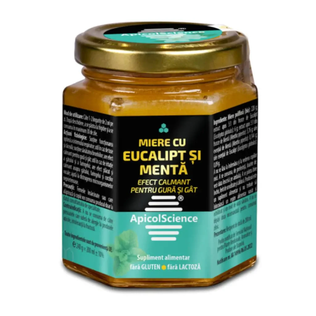 Miere cu eucalipt si menta 200 ml ApicolScience