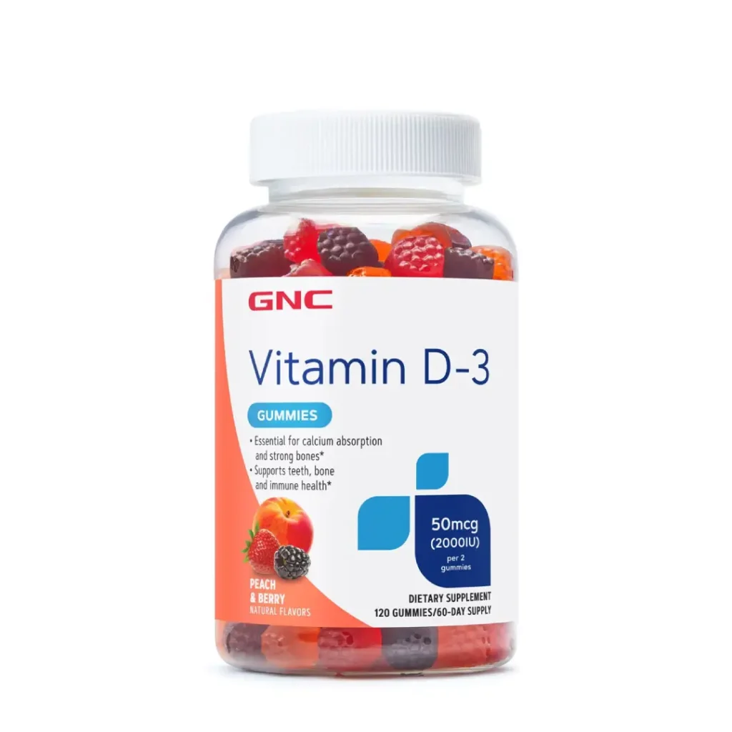 Vitamin D-3 2000 UI, Vitamina D-3 50 mcg (2000 UI) Naturala 100% din Lanolina, 120 Jeleuri GNC