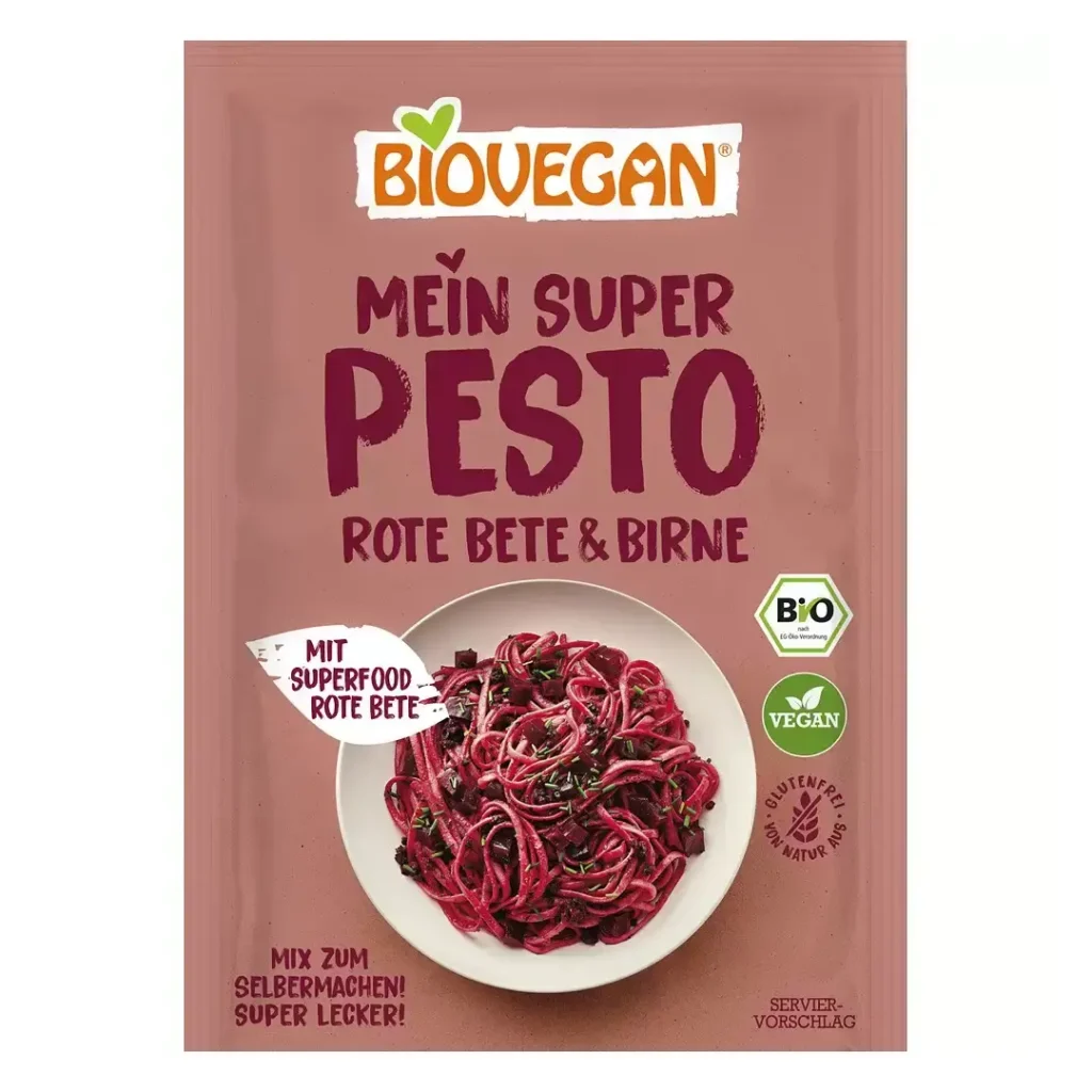 Mix pentru pesto cu sfecla rosie si pere fara gluten bio 17,5g biovegan