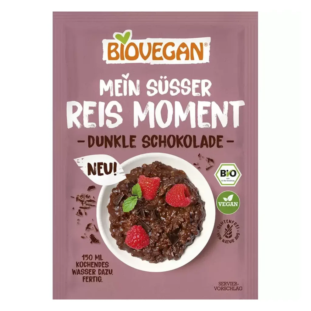 Orez desert cu ciocolata neagra fara gluten bio 60g biovegan