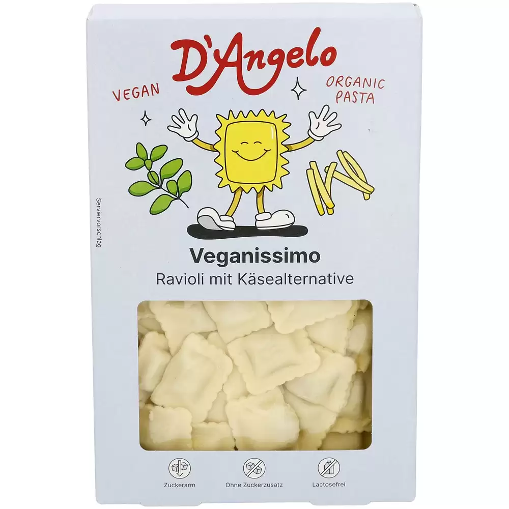 Ravioli vegani cu alternativa de branza bio 250g DAngelo