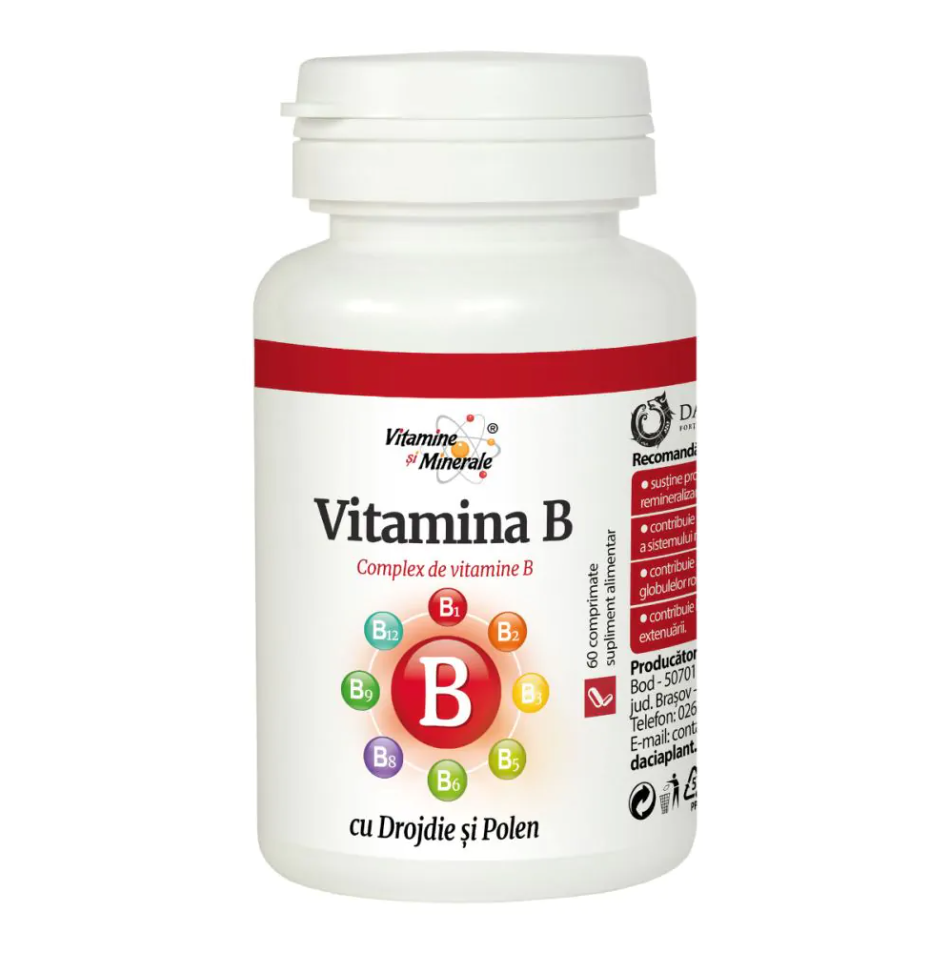 Vitamina B cu drojdie si polen 60cp Dacia Plant