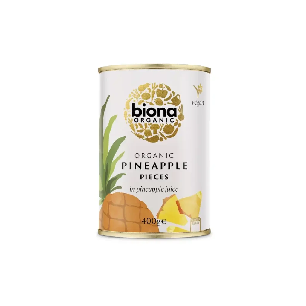 Ananas bucati in suc de ananas la conserva bio 400 g Biona