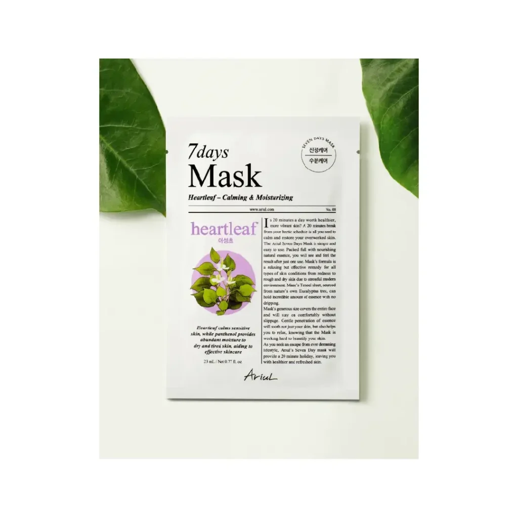 Masca 7Days heartleaf + panthenol pentru hidratare si calmare 23 g Ariul