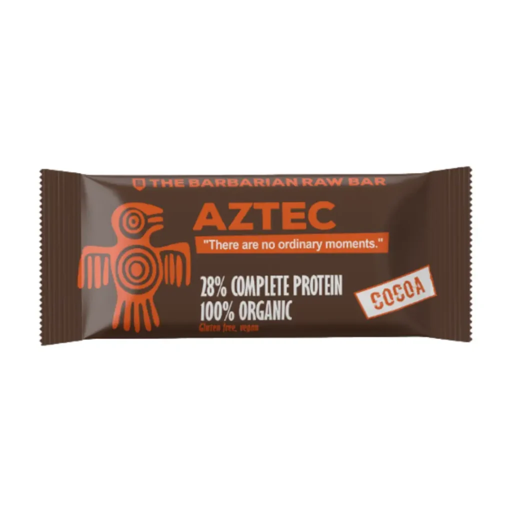Baton Proteic The Barbarian Aztec raw bar cu cacao 50g Nomadi Foods