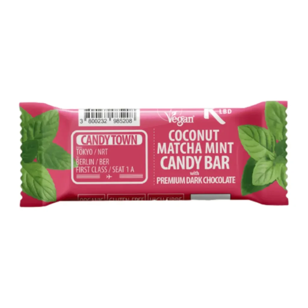 Baton cu matcha si menta invelit in ciocolata Candy town 50g Nomadi Foods