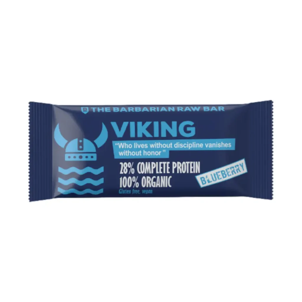 Baton Proteic The Barbarian Viking raw bar cu coacaze 50g Nomadi Foods