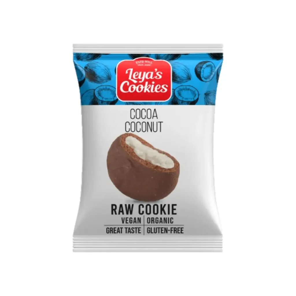 Biscuit Bio Leyas cookies cu cacao si cocos 25g Nomadi Foods