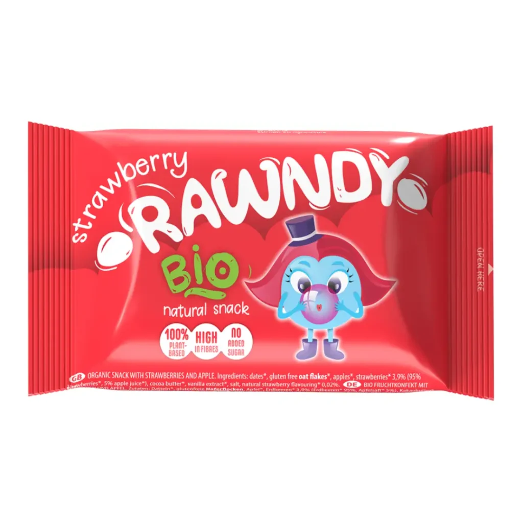 Gustari BIO Pentru Copii Rawndy cu capsuna 26g Nomadi Foods